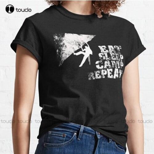 New Eat Sleep Camp Repeat 6 Classic T-Shirt Cotton Tee Shirt S-5Xl