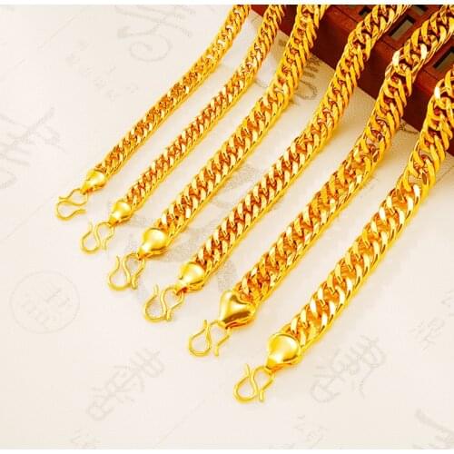 Classic 24K Gold Bracele for Women Vintage Gold Plated Chain Bracelet Men Bracelet Fashion Jewelry Wholesale