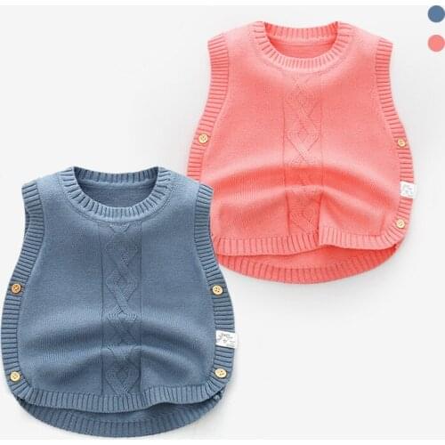 Cute Newborn Baby Knitted Vest Spring Autumn O Neck Knitting Baby Girls Boys Waistcoat Baby New Boutique Outerwear