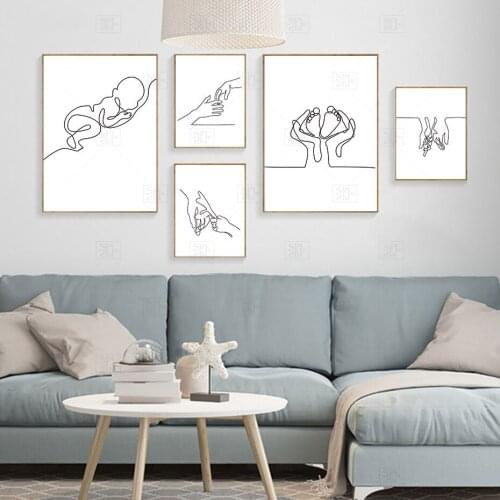 Minimalist Human Body Line Drawing Wall Art Modern Abstract Painting Family Quotes Vintage Posters&Prints Living Room Home Decor