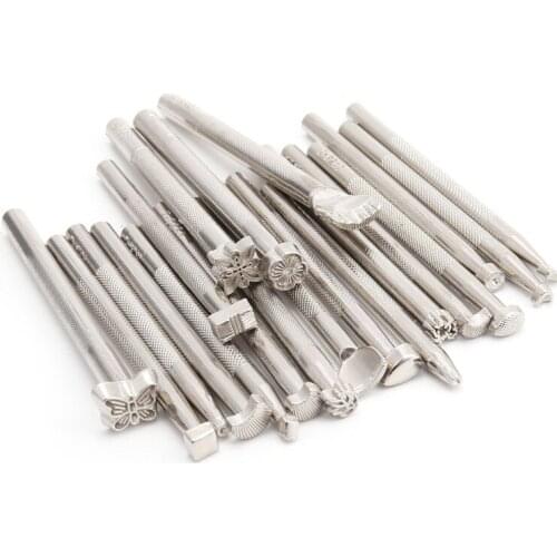 20Pcs Leather Printing Stamper Set Steel Punch Metal Leather Punching Tools For DIY Leather Craft Sewing Tools
