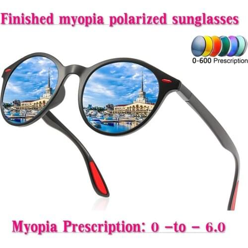 Prescription Diopter Finished Myopia Polarized Sunglasses Men Women Nearsighted Glasses Fashion Round men driving goggles NX