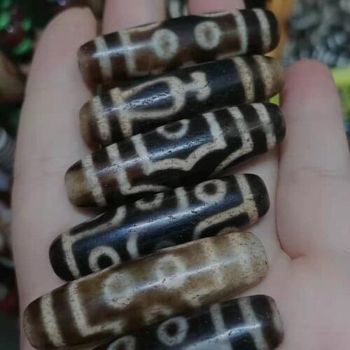 Wholesale Retail Natural Agate Dzi Beads Loose Jewelry Cinnabar Point Horseshoe Pattern Old Objects Tibetan Featured Costumes