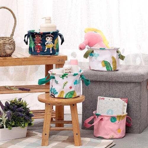 18.5cm x 13cm Portable cartoon storage basket bag household folding sundries cosmetics storage box container
