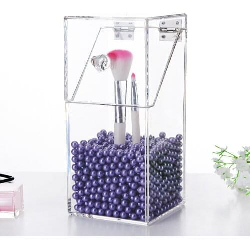 Crystal Plastic Makeup Brush Organizer Cosmetic Storage Box Makeup Tool Flashing Pencil Holder Lipstick Organizer Case