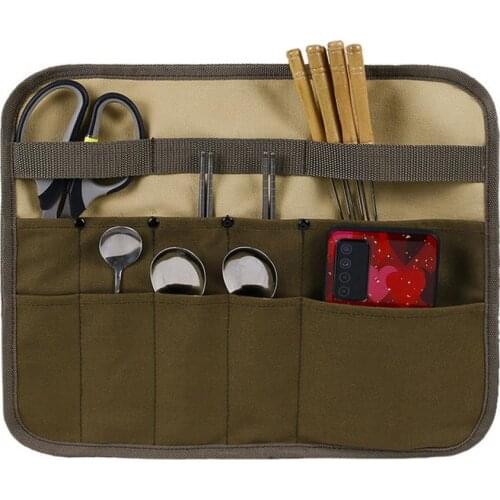 Rectangle Outdoor Camping Cookware Holder Hanging Folding Tableware Storage Bag