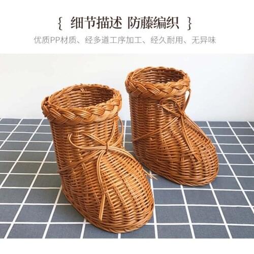 Funny cute Shoe shape Rattan Basket Hand woven basket flower basket home decoration storage basket