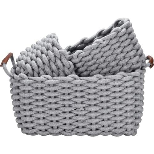 3Pcs Cotton Rope Storage Kids Storage Food Woven for Baby Clothes