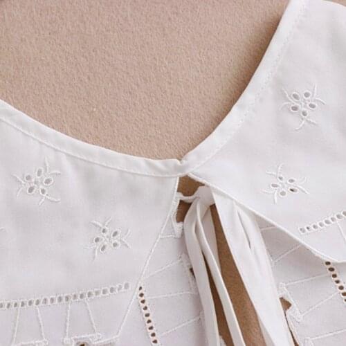 Women Lace-Up False Fake Collar Hollow Out Jacquard Petal Shawl Necklace Capelet Q1QA