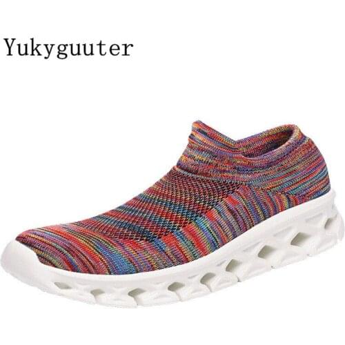 Woman Sport Running Shoes Flats Outdoor Sneakers 2019 Summer Mesh Breathable Couple Lightweight Athletic Women Slip On Platform