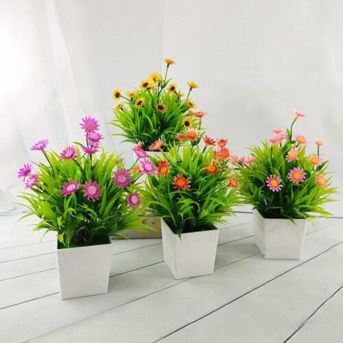 1Set Potted Bonsai Simulation Vibrant Color Plastic Decor Ceramic Potted Fake Desk Flower Garden Artificial Plants Bonsai Decor