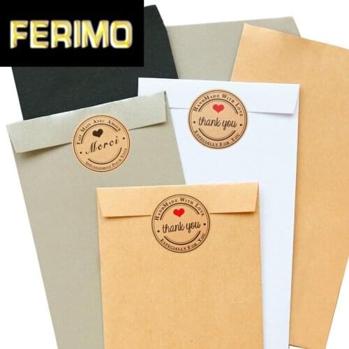 12pcs Kraft Paper Bag Gift Envelope Letter Card Storage Party Wedding Bag with Thank You Stickers Birthday Gift Bag