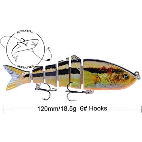 18.5G/12CM Artificial Wobblers 6-Segments Fishing Lure Hard Bait Diving Depth1-2m Multi-Section Freshwater Plastic Fishing Bait