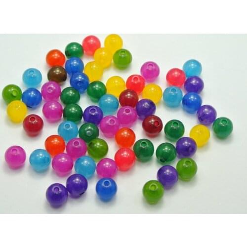 200 Mixed Color Acrylic Smooth Round Beads 8mm Imitation