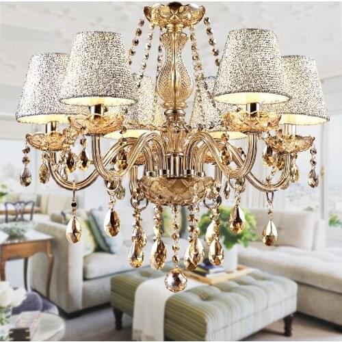 2019 Hot Lustre para sala Luxurious European Style Chandelier 6 Arms Diameter 58cm Living Room Luxury Lamp lustre para quarto