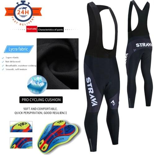 2020 STRAVA High Quality Lycra 19D Gel Pad Trousers Pro Cycling Bib Pants MTB Bike Cycling Anti-sweat Mountain Bike Bib Pants