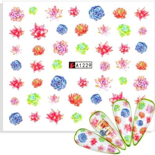2021 NEW Arrivals 3D Nail Tattoos Sticker Desert Cactus Potted Succulent Plants Nail Art Water Transfer Decorations Decal
