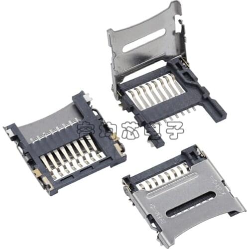 50PCS/Lot Micro TF/SD Card Holder Connector 8P Clamshell-Type For Memory