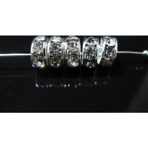 50 Rhinestone Rondelle Spacers Beads 8mm