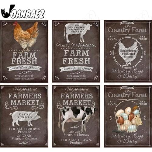 Abstract Rooster Pig Diamond Painting 5Ddiy Farm Letter Art Mosaic Diamond Embroidery Room Decoration Gift