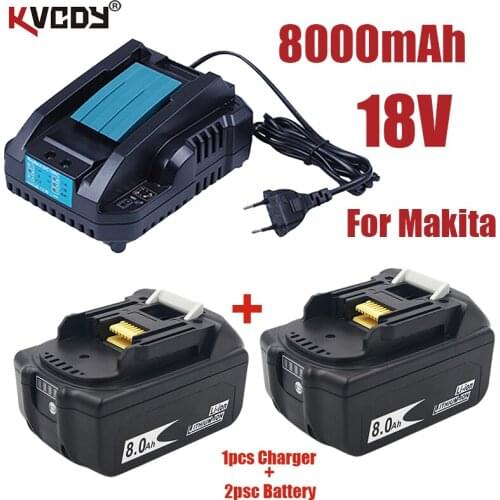 New bl1860 rechargeable battery 18V 8000mah Makita Li ion 18 V battery bl1840 bl1850 bl1830 bl1860b LXT 400+ + charger