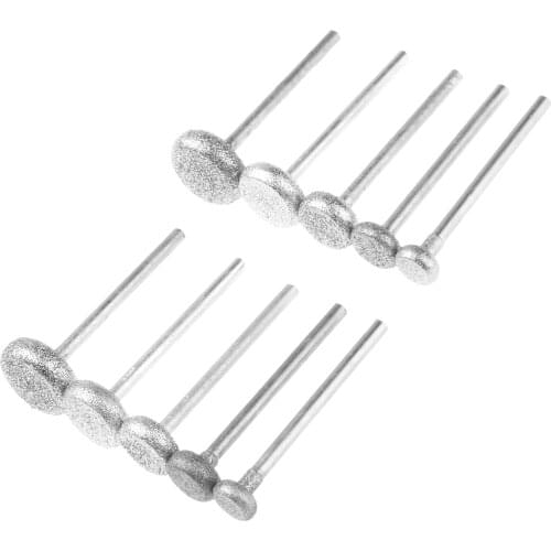 10Pcs/set Diamond Grinding Heads 3mm Shank Abrasive Polishing Grinding Nail Bit Jade Stone Metal Carving Drill Burrs