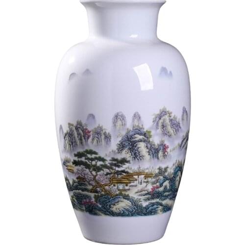 Antique Hand Made Chinese Landscape Painting Ceramic Flower Floor Vase Jingdezhen Home Decoration Craft No base