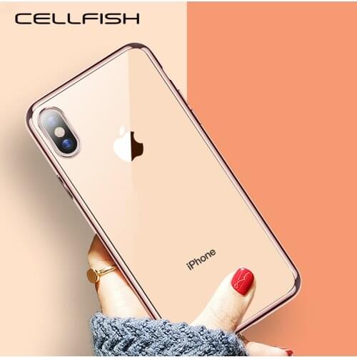Luxury Electroplating Chrome Transparent Cover Case for Coque iPhone XS MAX XR 8 7 6s 6 Plus 5s SE Clear Golden Plated Edge CAPA