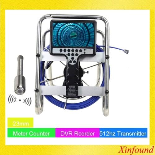 30M Pipe Inspection Video Camera,Drain Sewer Pipeline Industrial Endoscope 512Hz Transmitter Camera DVR and Meter Counter