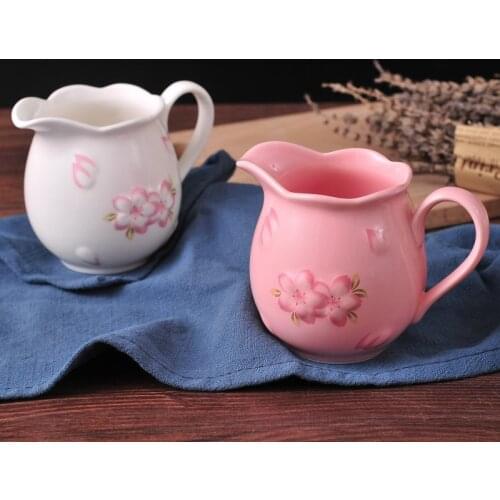 European Creative Ceramic Sakura Coffee Cup Table Decoration Hotel Service Milk Cup Kitchen Storage Supplies