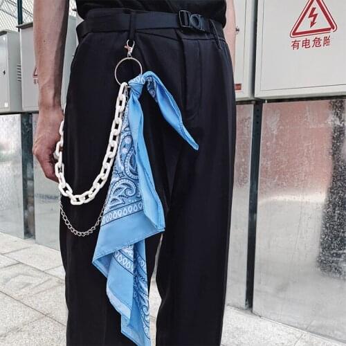 Fluorescent green plastic acrylic resin chain cashew flower pants chain hanging chain tidal wave trend punk hip-hop