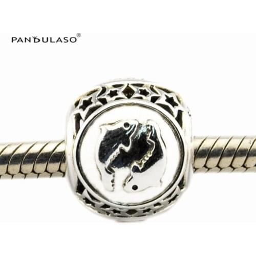 Hot Sale PISCES Star Sign Charm Beads 100% 925 Sterling Silver Fits for Brand Bracelet DIY Autumn Charm New