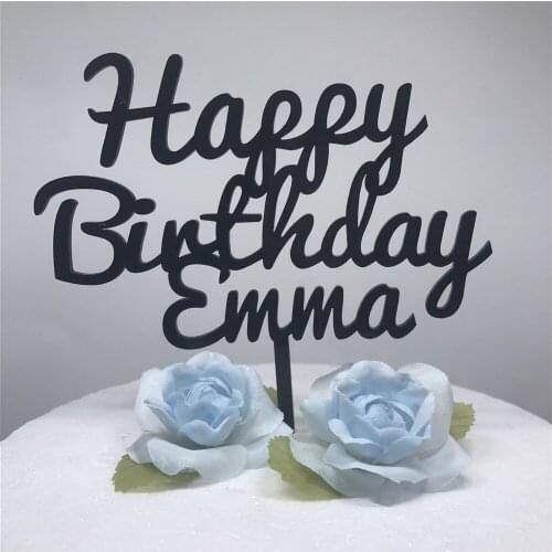 Custom Happy Birthday Cake Topper Personalized Acrylic Wedding Party Baby First Birthday Cake Topper Stand Decoration