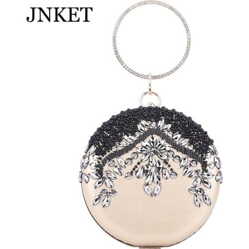 JNKET New Women Artificial Diamond Evening Bags Party Clutch Bags Clutches Handbag Round Bag Banquet Bag