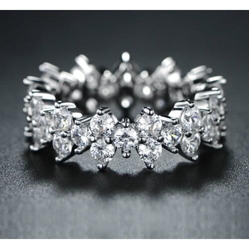 Huitan Full Paved Small Round Zircon Women Promise Ring Irregular Luxury Bridal Wedding Ceremony Rings Fine Gift Fashion Jewelry