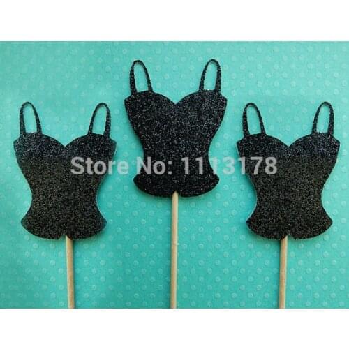 Glitter Corset Bachelorette Cupcake Topper (with Straps) bridal shower birthday food Picks wedding party cake topper decor