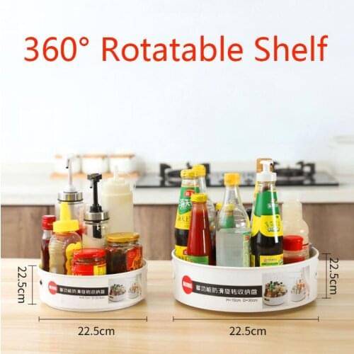 360 Rotating Tray Kitchen Storage Containers for Spice jar Food Snack Tray Bathroom Tray Non Slip Snack Dried Storage Plate