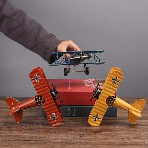 Retro Metal Iron Plane Model Decoration Creative Iron Art Compact Glider Crafts Home Wine Cabinet Porch Decoration