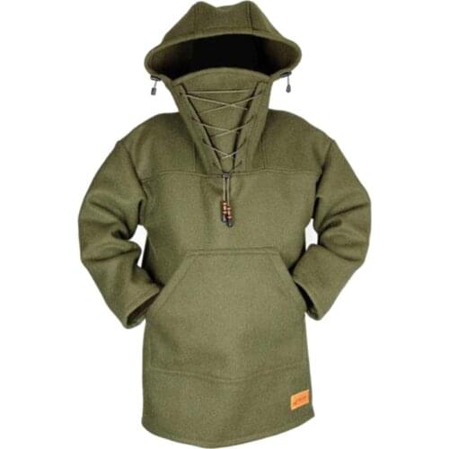 Men Autumn Solid Color Hoodie Long Sleeve Drawstring Windproof Hooded Sweatshirt Fashion Winter Mens Hoodie