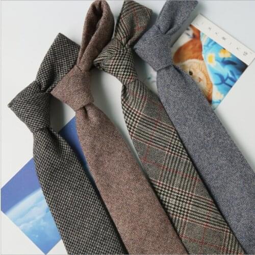 New Men Ties 7cm Wool Arrow Cravate Homme Korean Business Leisure Formal Ties For Men Handmade