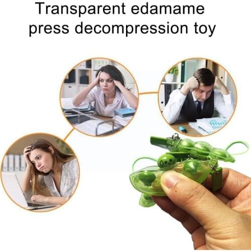 New Transparent Edamame Pressing and Uncompressing Mobile Pea Squeeze Lentil Pendant Toy Phone Toy Backpack Edamame Toy Stu L4U1