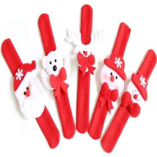 New Arrival 5Pcs/Set Christmas Patting Circle Bracelet For Watch Xmas Children Gift Santa Claus Snowman Deer New Year Party Toy