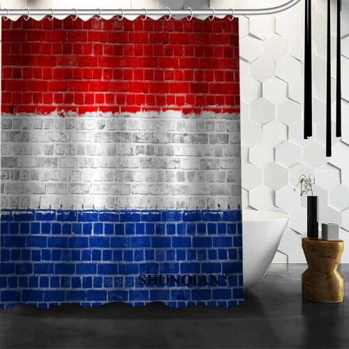 New Arrival Seamless Brick Wall Shower Curtain Polyester Fabric Printing Bathroom Curtain Waterproof Bathroom Products With Hook