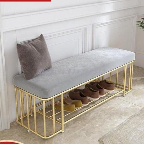 Shoe-changing stool, household shoe rack, the door can sit on sofa stool, clothing shoe store bench, light luxury Nordic porch s