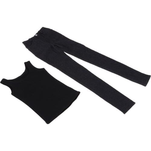 70cm Male BJD Doll Clothes, Trendy Black Jeans Pants & Vest T-shirt Outfit for 1/3 Uncle Doll Dollfie Dress Up