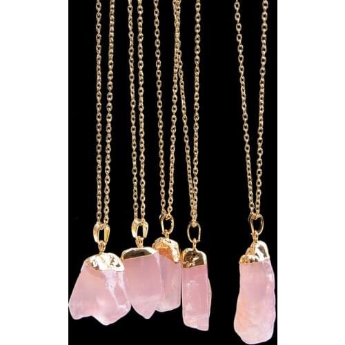 Natural Rose Quartzs Original Gold Phnom Penh Pendant Necklace Sweater Chain Accessories for women