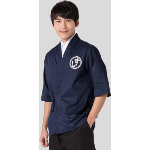 Food Service japanese restaurant uniforms women men sushi chef uniform japanese chef jacket short sleeve sushi chef jacket B039
