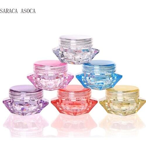3g 5g(0.17oz) Colorful Diamond Shape plastic Cosmetic Empty Jar Pot Eyeshadow Makeup Face Cream Lip Balm Container Box 200pcs