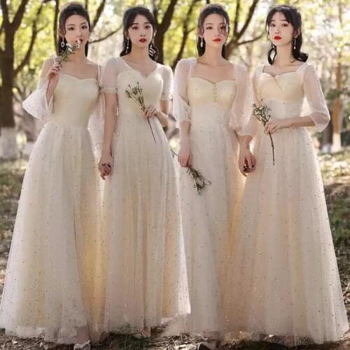 Bridesmaids Dresses Illusion Full V-Neck Sequined Lace Tulle Floor-Length Spaghetti Straps Luxury Women Wedding Party Gown E603