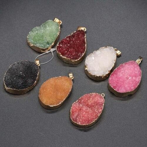 Natural Stone Pendant Irregular Crystalline Germ Agate Exquisite Charms For Jewelry Making DIY Necklace Bracelet Accessory